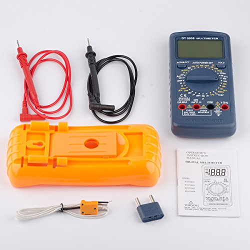 DFantiX Digital Multimeter AC DC Am Ohm Volt Meter with Diode Continuity, Transistor, hFE