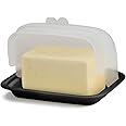 Signoraware Extra Large Butter Dish with Flip Top Lid Wide Butter Keeper Holds 2 Sticks, East Coast, West Coast, European Style, Kerrygold Butter Cream Cheese Plastic Butter Holder/Container with Lid