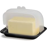 Signoraware Extra Large Butter Dish with Flip Top Lid Wide Butter Keeper Holds 2 Sticks, East Coast, West Coast, European Style, Kerrygold Butter Cream Cheese Plastic Butter Holder/Container with Lid
