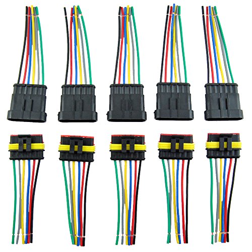 MUYI 5 Kit 6 Pin Way 20-14 AWG Waterproof Connector Wire ... 14 pin wire harness 