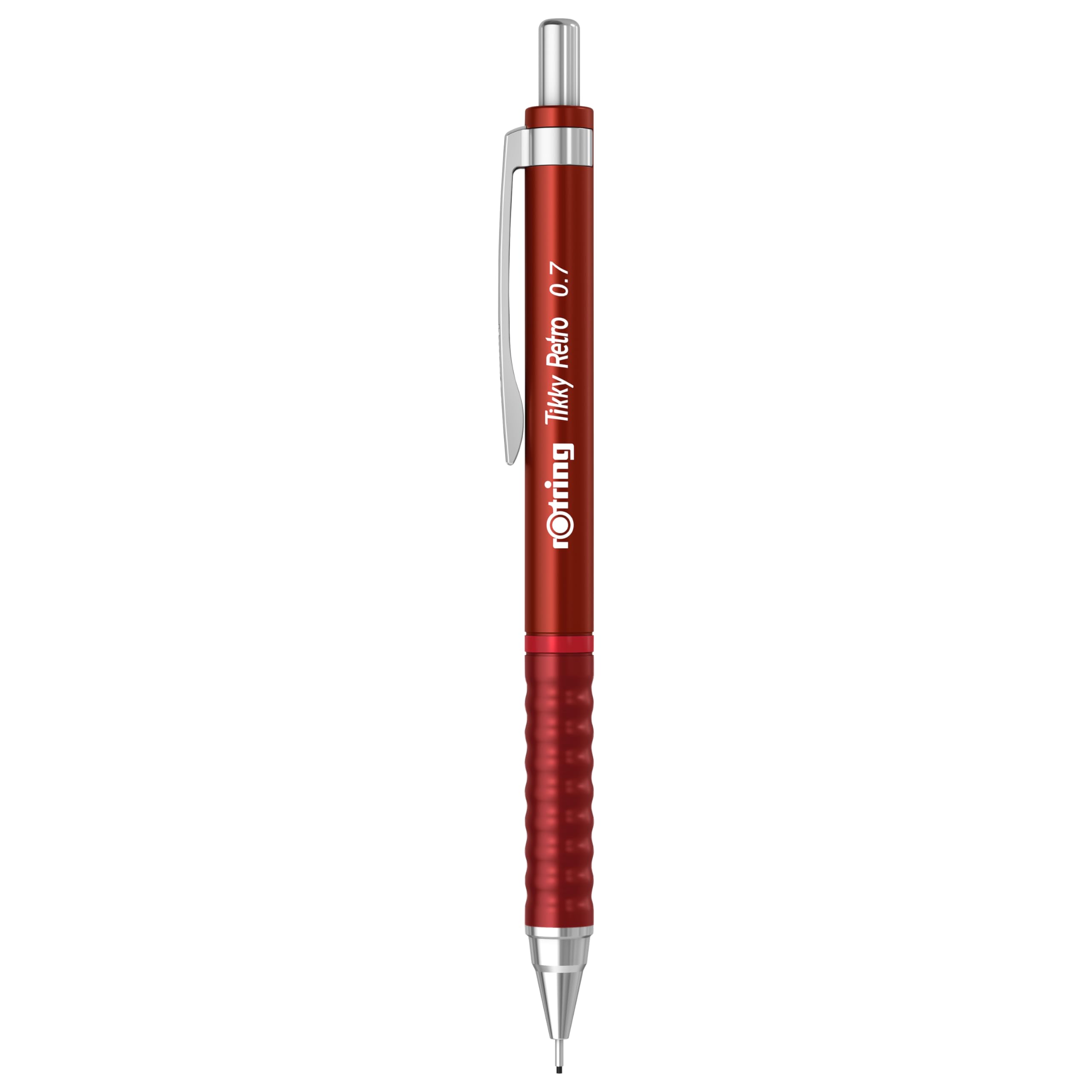 rOtring Tikky Retro Mechanical Pencils | 2B 0.7 mm | Red Barrels | with Comfort Rippled Grip | 12 Count