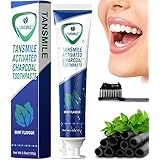 Charcoal Teeth Whitening Toothpaste, Tansmile Natural Activated Charcoal Toothpaste Mint Fluoride Free Toothpaste Bad Breath and Teeth Stains Remover Toothpaste (Pack of 1)
