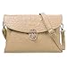 BMC Womens Peachy Tan Faux Crocodile Skin Textured PU Leather Envelope Flap Fashion Clutch Handbag