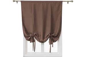 MIFXIN Tie Up Shade Curtain Roman Curtain Blackout Window Shade Darken Curtain for Small Window Bedroom Kitchen Shade Darkening Balloon Curtains & Tie-Up Curtains Rod Pocket Panel (Coffee, 39"x47")