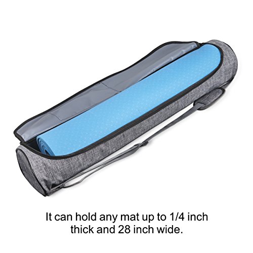 Yoga Mat Bag Waterproof with Functional Storage Pocket, Adjustable Strap, Double Zip Closure - Fits Most Size Mats (Grey) - Thumbnail 2