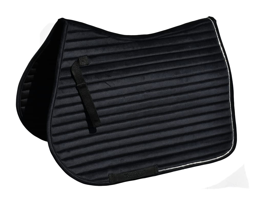 Rhinegold Diamante Channel Quilt GP Saddle Pad-Cob-Black
