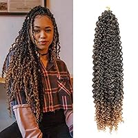 Passion Twist Hair 18 Inch 6 Packs Ombre Brown Water Wave Crochet Braids for Passion Twist Crochet Hair Passion Twist Braiding Hair Extensions(T30,crochet needle+colorful beads)