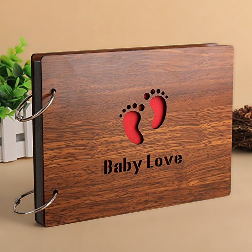 Zengest DIY Baby Photo Album Wood Cover Photo Book for Toddlers Saving the Photos of Growth, with Funny Description(Baby Love)