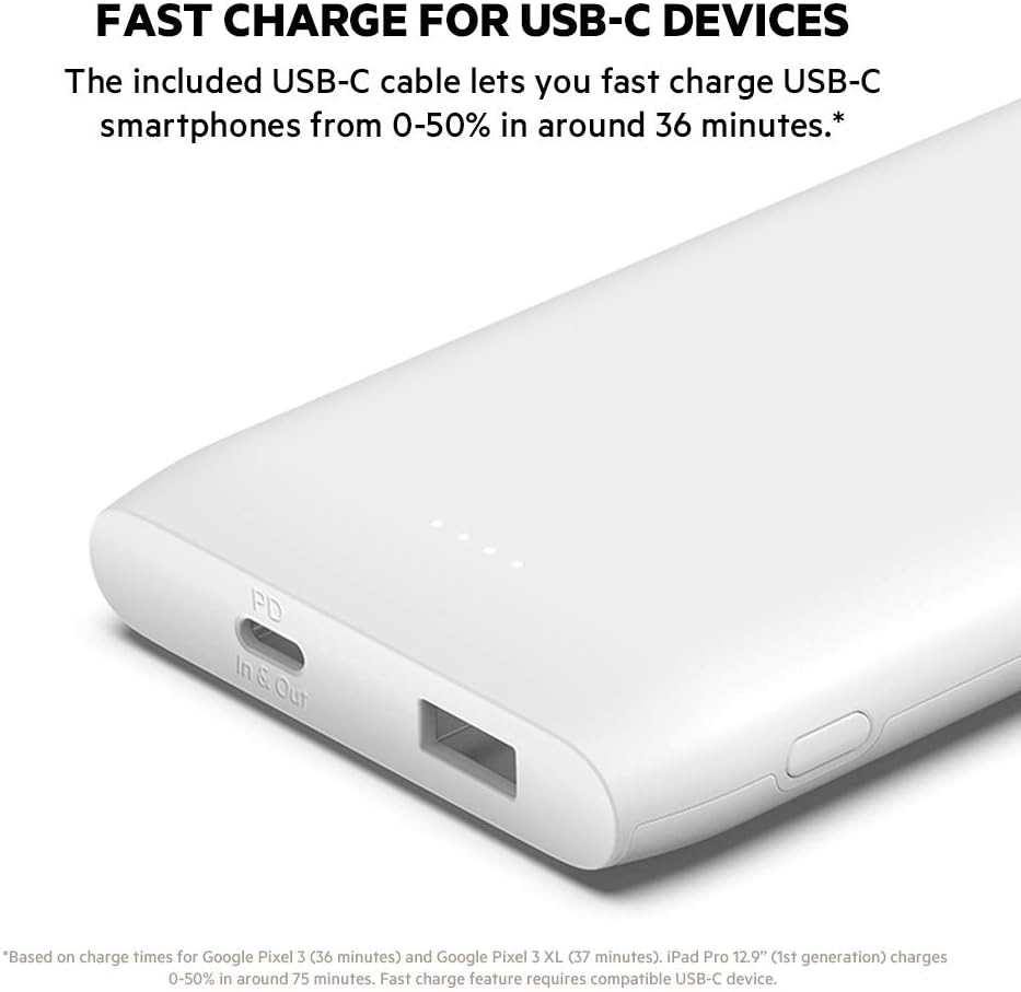Belkin 10000mAh power bank, USB-C Power Delivery fast charging portable charger with 18W USB-C and 12W USB-A ports - Image 4