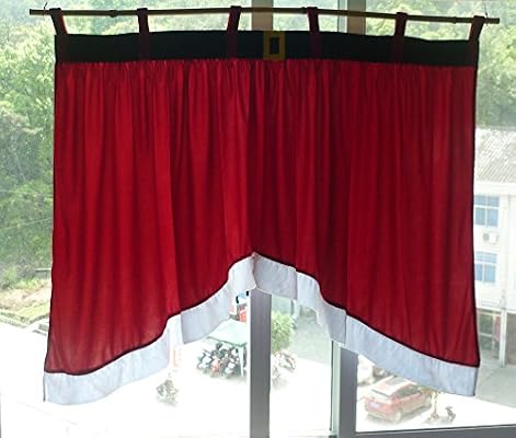 Amazon De Vorhang Rot Unregelmassige Weihnacht Fenster Gardinen Moderne Blended Cotton Smooth