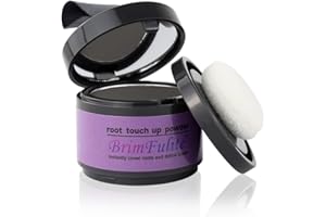 BRIMFULITE Root Touch Up Hair Color Quick Covering Hair Powder for Men and Women Stain-proof Windproof Gray Hair Cover Up with Compact Puff and Mirror 0.14 oz (Black)