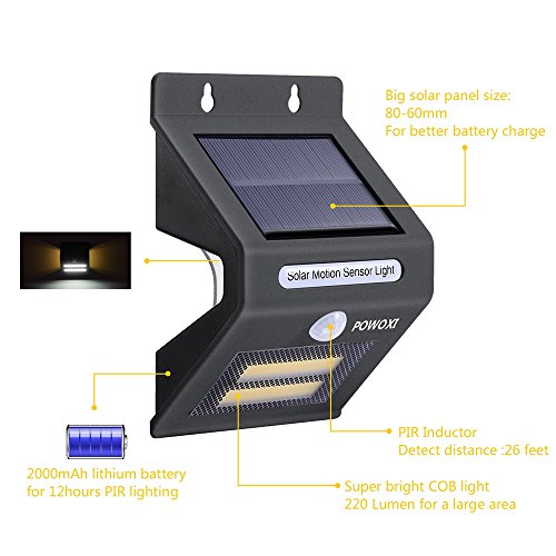 Solar Lights Outdoor Motion Senso 5W COB LED powered Wireless Waterproof Security Lights with 0.4W Back Night Light, for Door, Patio, Deck, Yard, Garden, Driveway, Porch, Stairs, Outside Wall. (2-pack