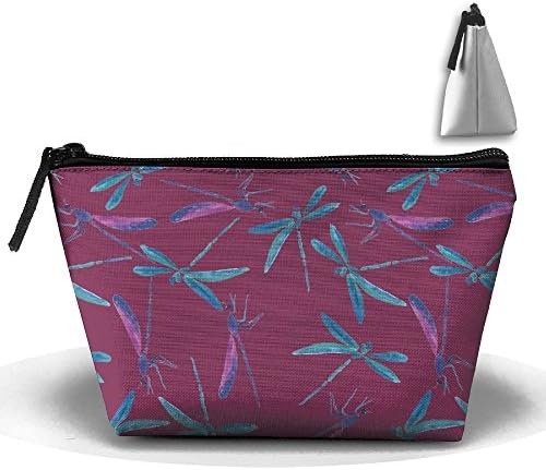 LogicBB Dragonfly Flying Insect Print Makeup Bag Travel Cosmetic Pouch Storage Brush Holder Toiletries Bag Waterproof Jewelry Organizer With Zipper For Women&amp;Girls