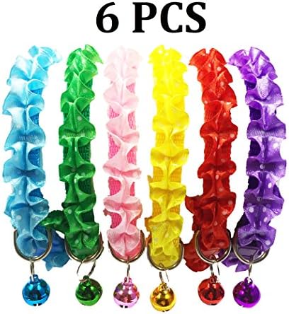 FUNPET 6 Pack Breakaway Cat Collar Nylon Flower with Bell 8-11 Inch