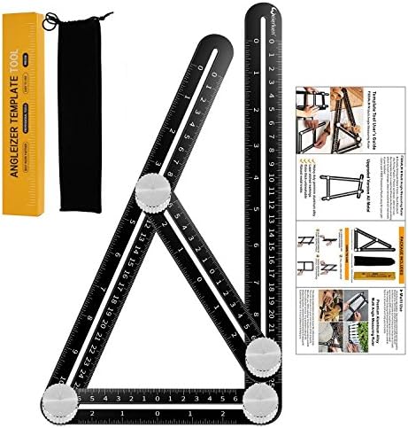 FSDUALWIN Angleizer Template Tool, Upgraded Aluminum Alloy Multi Functional Ruler,Full Metal Multi Angle Measuring Tool Perfect For Handymen, Builders, Craftsmen, Carpenters, Roofers, Tilers, Grea