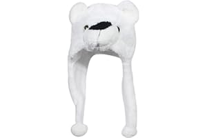 Timiot Cute Plush Animal Character Winter Hat Fun Ski Cap with Detailed Animal Face Long Ear Straps with Pom Pom Ends