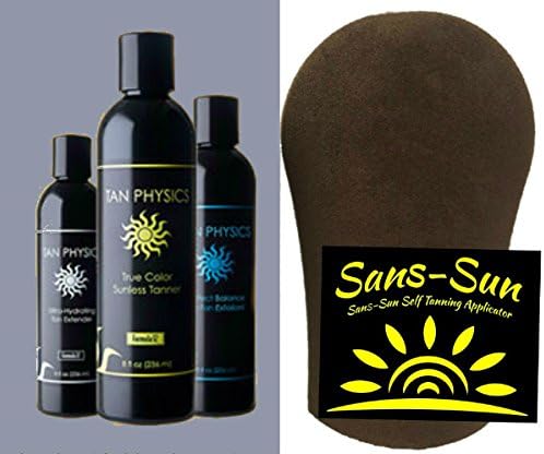 Tan PhysicsTrue Color Sunless Tanner, Exfoliator & Tan Extender 8oz with Tanning Mitt – Self-Tanning Lotion – Streak-Free, Natural Glow – Long-Lasting, Fast-Absorbing Formula