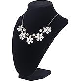 Julysky 3D Necklace Display Stand For Selling,Velvet Chain Jewelry Bust Holder Organizer (1, black)