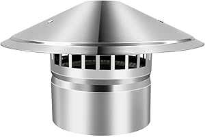 FELEOLIBE 6 Inch Cone Top Chimney Cap with Screen, Stainless Steel Cone Cap Outside Roof Fireplace Screen Cover Stove Pipe Topper for Vent Flue Family Kitchen Cooking,Silver