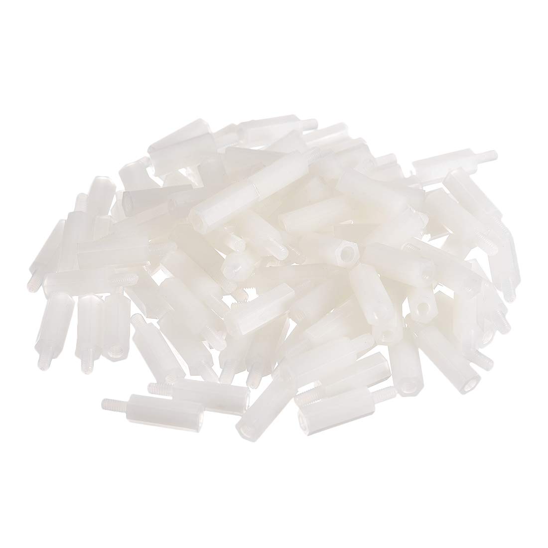 sourcing map M3 15+6mm F/M Nylon Hex Standoff Spacer Screws PCB Pillar White 100 Pcs