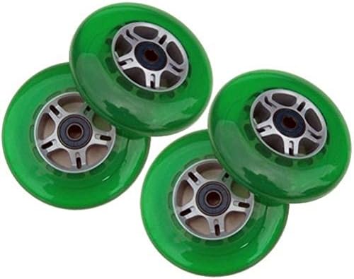 4 Green 100mm Replacement Wheels + ABEC-7 Bearings for Razor Pro Kick Scooter