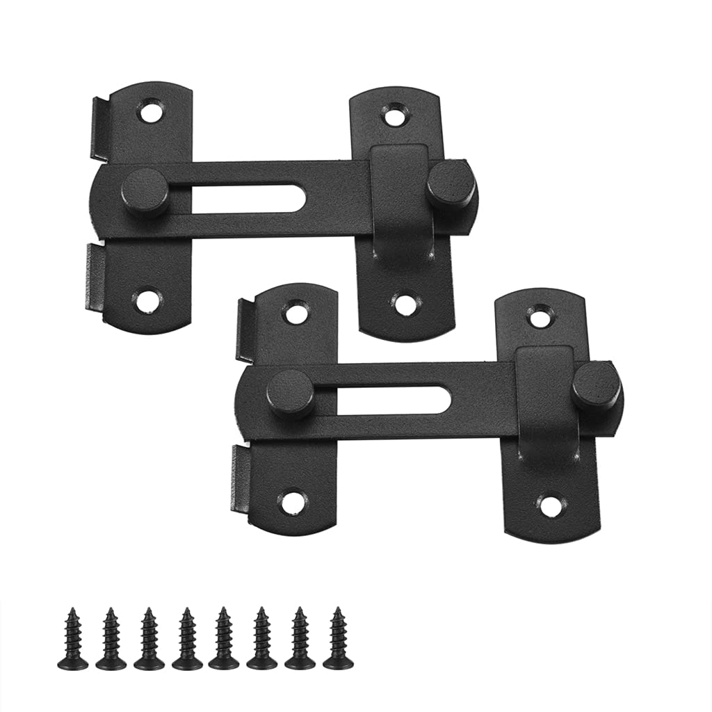 Lpraer 2 Pack 4 Inch Flip Latch Stainless Steel Gate Latches with Screws Bar Latch Safety Door Latch Lock for Gate Cabinet Fence Window (Black)