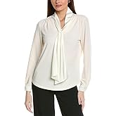 Anne Klein Women's Solid Matte Jersey Mixed Media Ls Top W