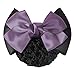 Braceus Womens Ruched Bowknot Decor Snood Net Bun Cover Barrette Hair Clip - Purple