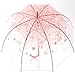 HAOCOO Cherry Blossoms Clear Umbrella,Bubble Transparent Dome Auto Open Umbrella Windproof for Outdoor Weddings (Pink)