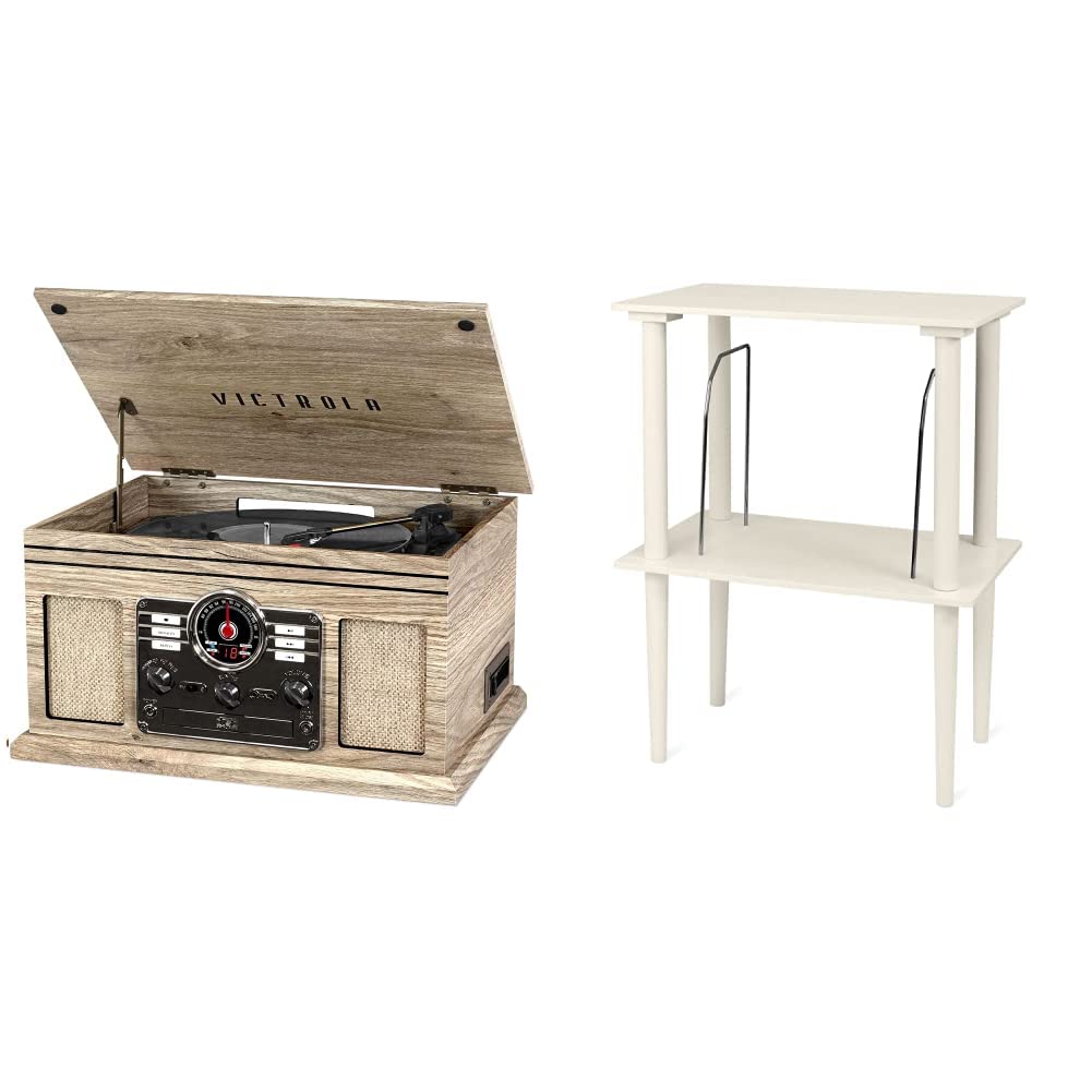 Victrola Nostalgic 6-in-1 Bluetooth Record Player & Multimedia Center + Victrola Record Stand Image