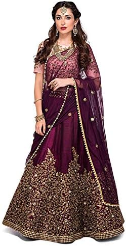 Ethnic Vila Semi Sttiched Taffeta Satin Lehenga For Women(Pink)