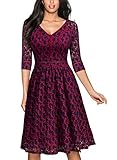 MissMay Women's Vintage Full Lace Overlay Sexy Low-Cut Big Swing Dress