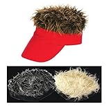 Red Wacky Hair Visor With 3 sets of Built in Hair