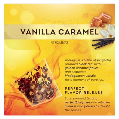 LIPTON BLACK TEA VANILLA CARAMEL, PYRAMID TEA BAGS, FLAVORED TEABAGS, 20 TOTAL BAGS