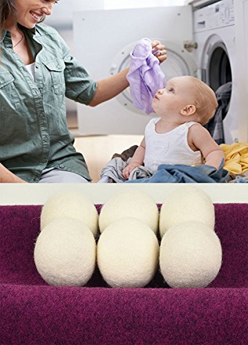 image for Wool Dryer Balls by Teemour Pack of 6 XL Organic Natural Fabric Soften