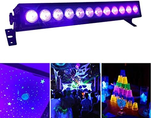 Black Light, Disco lights 36W 12LED UV Light Bar Glow in the Dark Disco Lighting Effect Dj Stage Lights for Blacklight Party Birthday Wedding