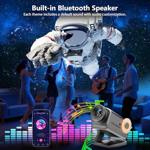 Dnenellr Galaxy HD 3D Ceiling Star Projector, Professional Planetarium Projector with Bluetooth Speaker, 60 Themes, Aurora Borealis Lamp for Children and Adults Room Gift (Gris)