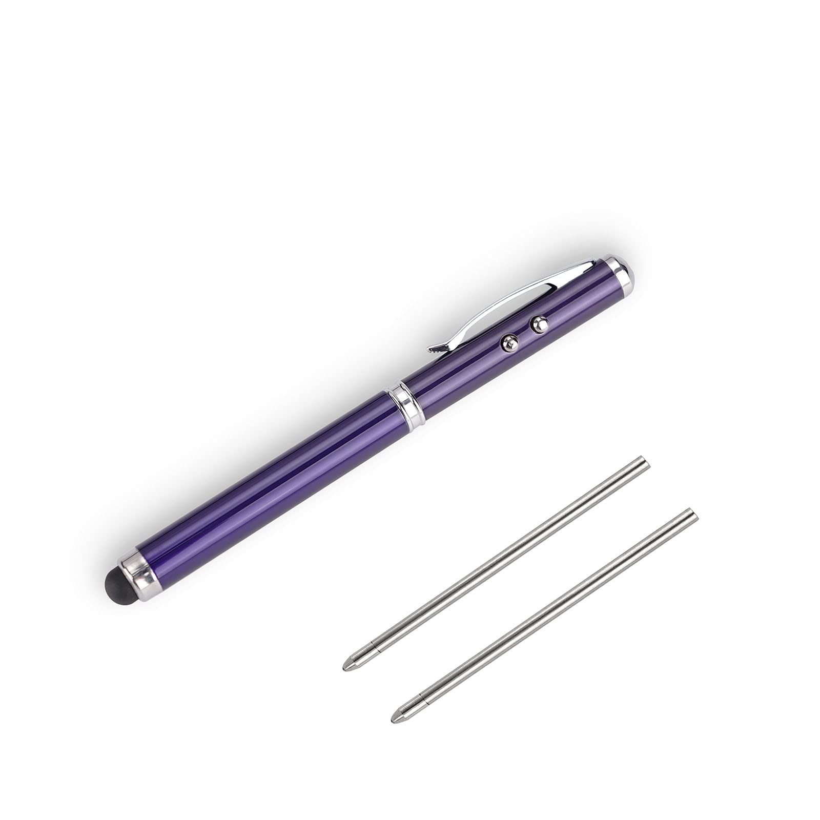 AIYIBEN Metal multi-function pen, touch screen stylus, flashlight with white light, infrared, creative Christmas and birthday gifts (1 Transparent Blue)