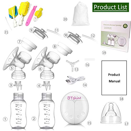 image for BTshine Breast Pump Double Electric - Breastfeeding Massager USB Sucti