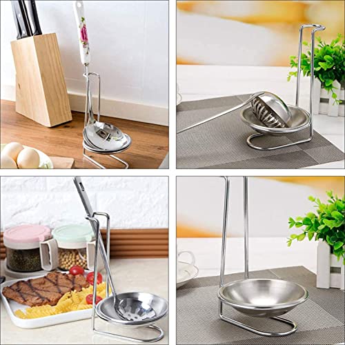 2pcs Stainless Steel Double Ladles Holder Vertical Spoon Rest Cooking Utensils Stand Tray or Hotpot Restaurant, Buffet, Fast Food Restaurant Kitchen Decor