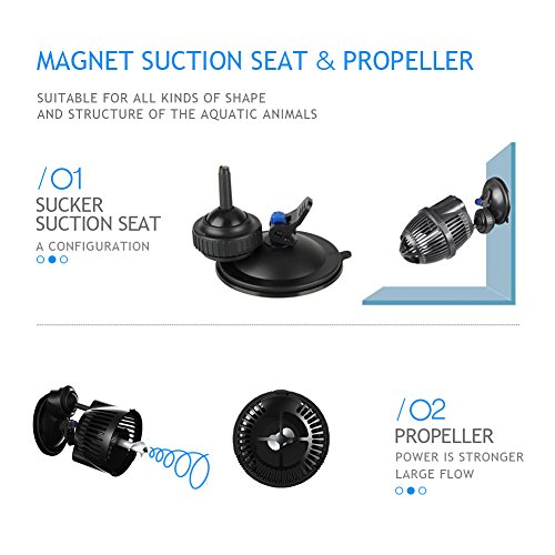 SONGJOY Wave Maker Aquarium Circulation Pump 792GPH Suction Cup Base Powerhead for Aquarium Fish Tank Pond With 4.9 ft Power Cord - Thumbnail 6