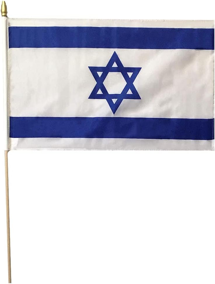 Flags - Trade Winds Israel Israeli Country (12x18)Inch 68D Woven Polyester Nylon Stick Flag On 24Inch Wooden Staff, Multi