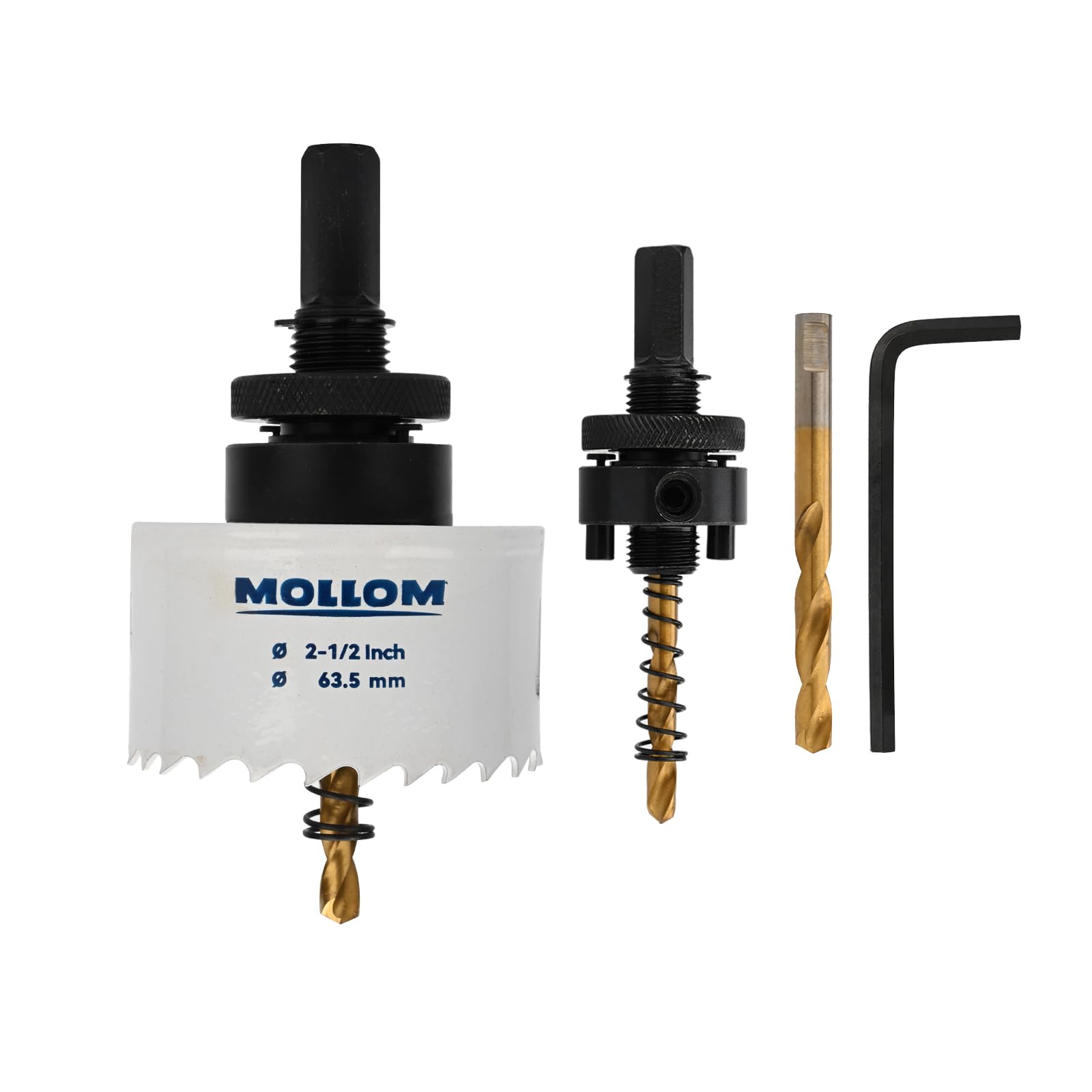 Mollom (63.5mm | 2-1/2") HSS M42 with 8% cobalt BI-Metal Hole Saw with 2 Pilot Drill Bits & Arbor Smooth Cutting for PVC,Drywall,Wood,Plastic,Gypsum Board,Rubber — image 1