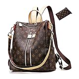 Casual Purse Fashion School Leather Backpack Crossbady Shoulder Bag Mini Backpack for Women & Teenage Girls BLACK BROWN