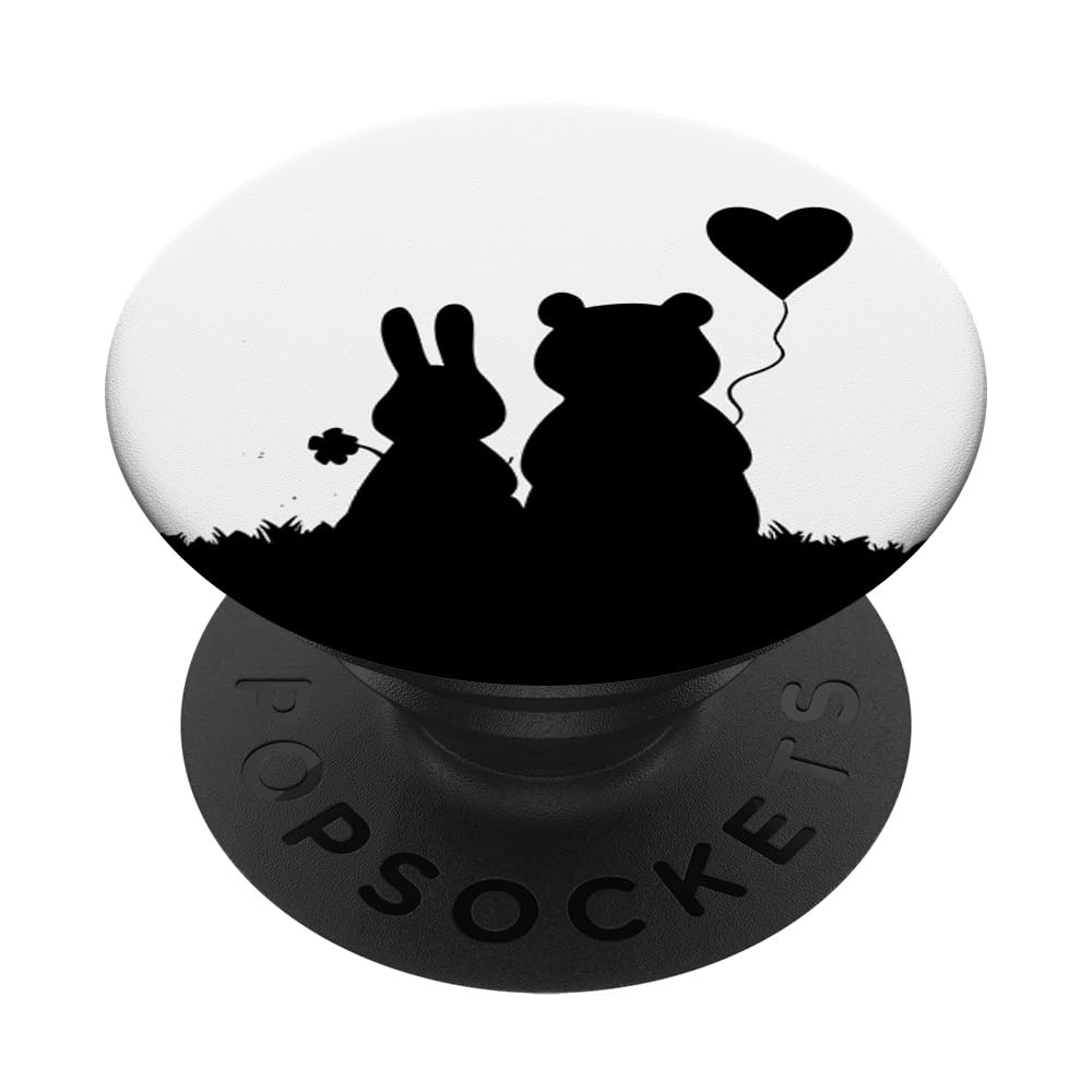 Cute Sweet Bunny and Bear Love Couple Valentine's Day Rabbit PopSockets Adhesive PopGrip