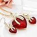 iLH Clearance Deals Women Heart Crystal Rhinestone Silver Chain Pendant Necklace+ Earrings Jewelry Sets Romantic Gift by (Red)
