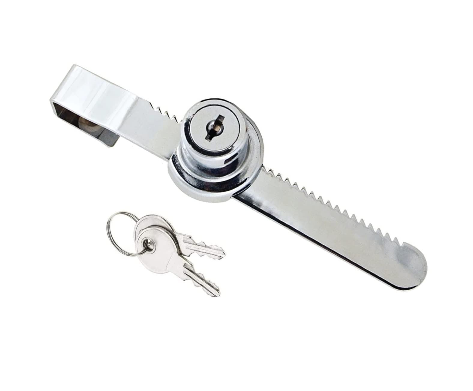 TERF® Heavy Duty Polished Chrome Sliding Glass Door Lock with Key Set Drawer Display Case Showcase Security Ratchet Locks Glass Cabinet Lock - Pack of 1