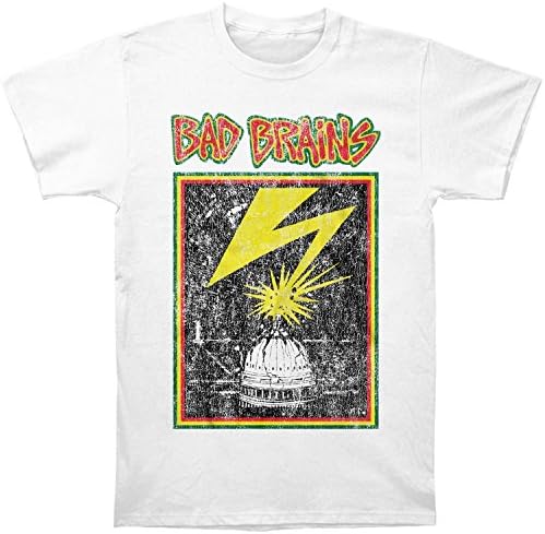 Bad Brains Men's Distressed Capitol On White Slim Fit T-Shirt Small White