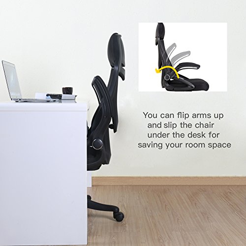 Zenith High Back Mesh Office Chair with Adjustable Armrest Lumbar Support Headrest Swivel Task Desk Chair Computer Chair - Thumbnail 5