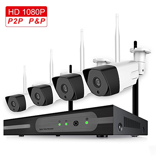 Click Here to See More Images CAMVIEW Wireless Security Camera System 4pcs 1080P(2.0MP) WiFi CCTV IP Camera + 4CH HDMI NVR Home Video Surveillance System, Night Vision, Motion Detection, NO HDD
